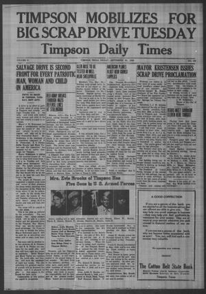Primary view of object titled 'Timpson Daily Times (Timpson, Tex.), Vol. 41, No. 190, Ed. 1 Friday, September 25, 1942'.