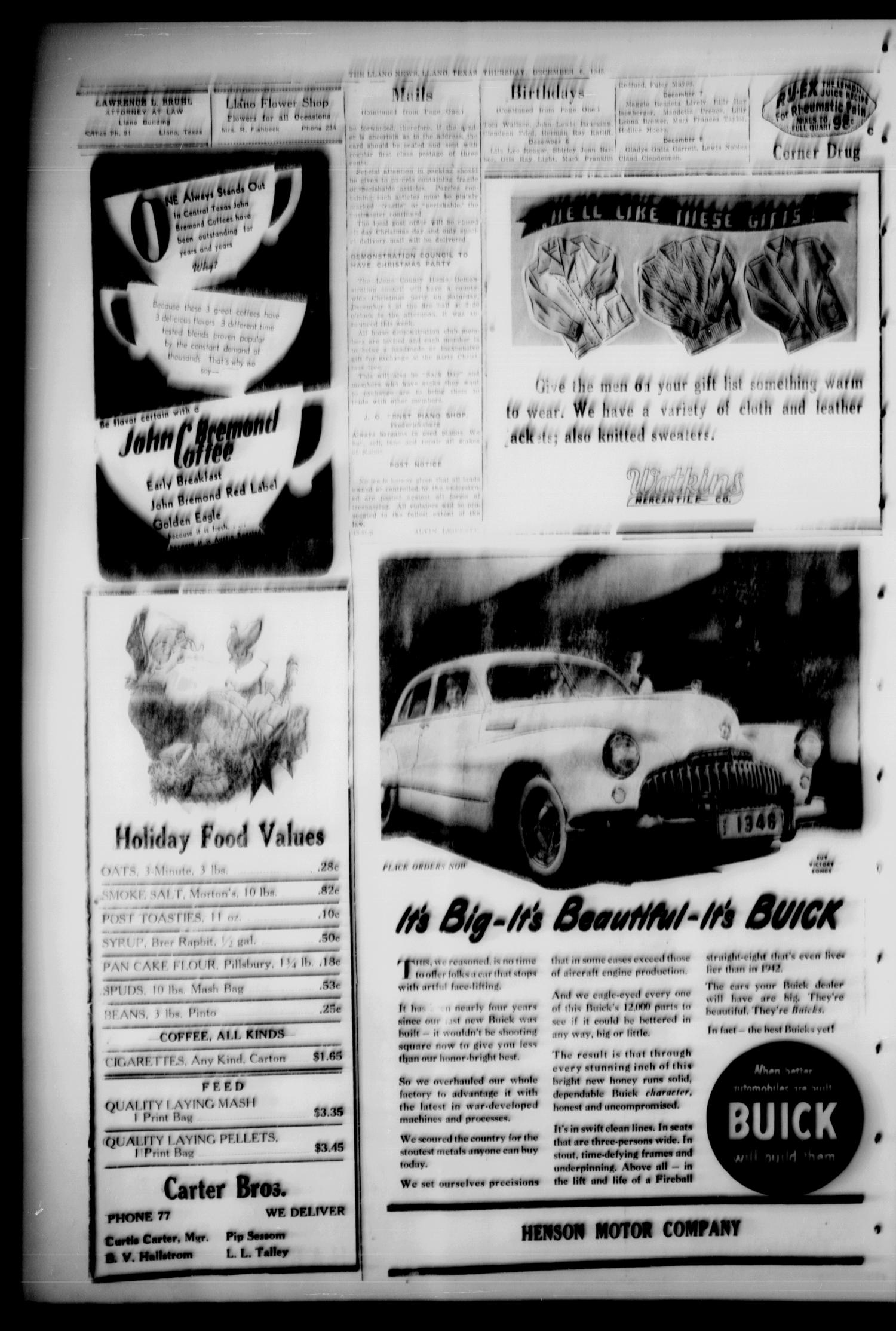 The Llano News. (Llano, Tex.), Vol. 57, No. 52, Ed. 1 Thursday, December 6, 1945
                                                
                                                    [Sequence #]: 6 of 8
                                                