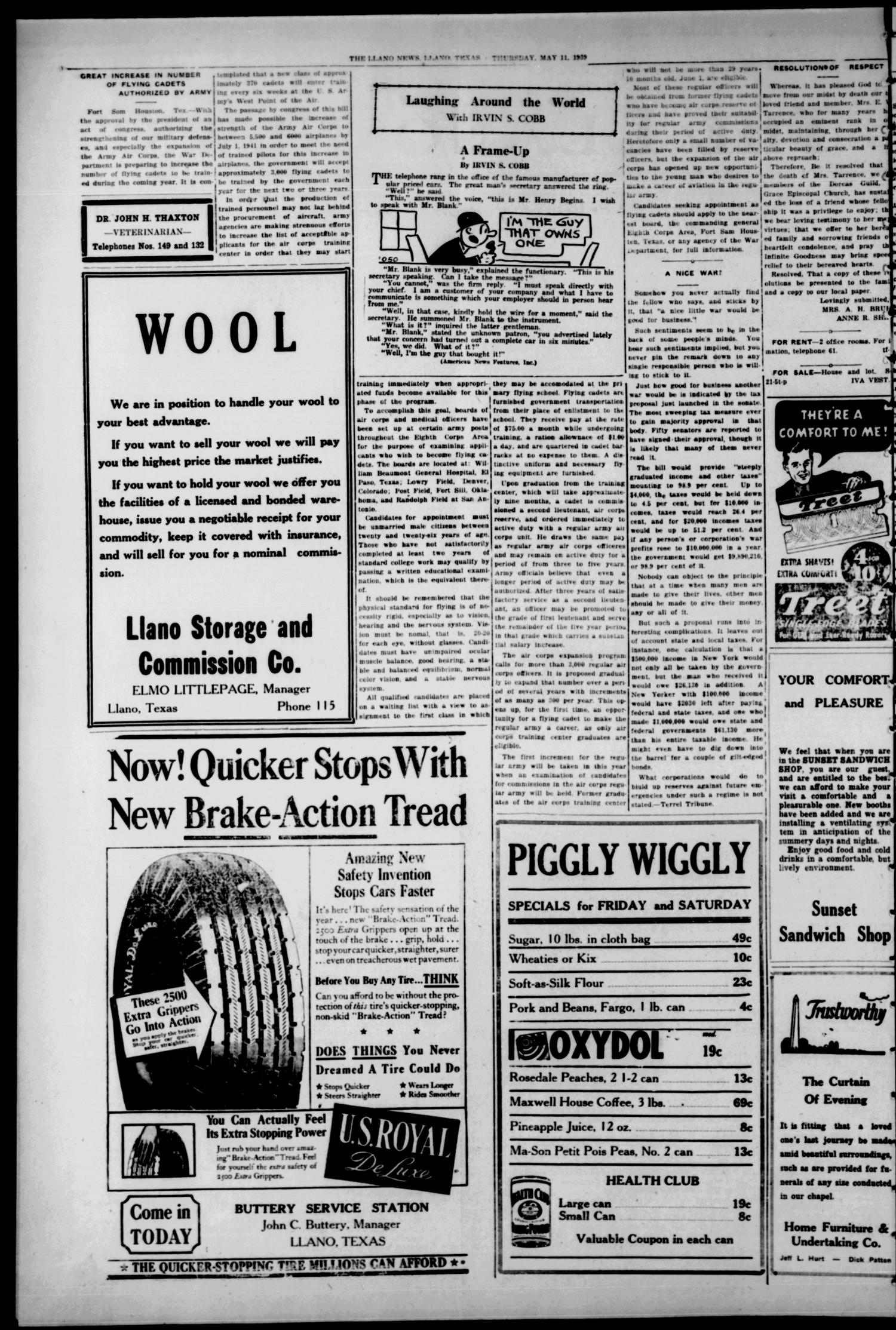 The Llano News. (Llano, Tex.), Vol. 51, No. 24, Ed. 1 Thursday, May 11, 1939
                                                
                                                    [Sequence #]: 2 of 8
                                                
