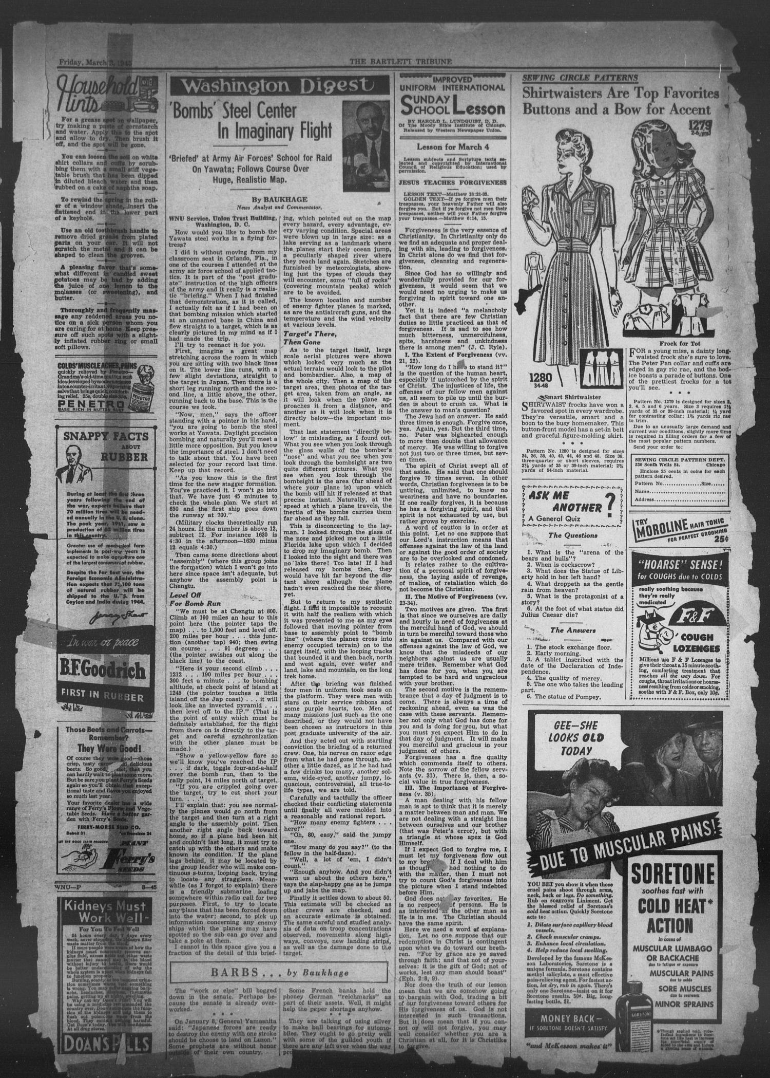 The Bartlett Tribune and News (Bartlett, Tex.), Vol. 58, No. 23, Ed. 1, Friday, March 2, 1945
                                                
                                                    [Sequence #]: 7 of 8
                                                
