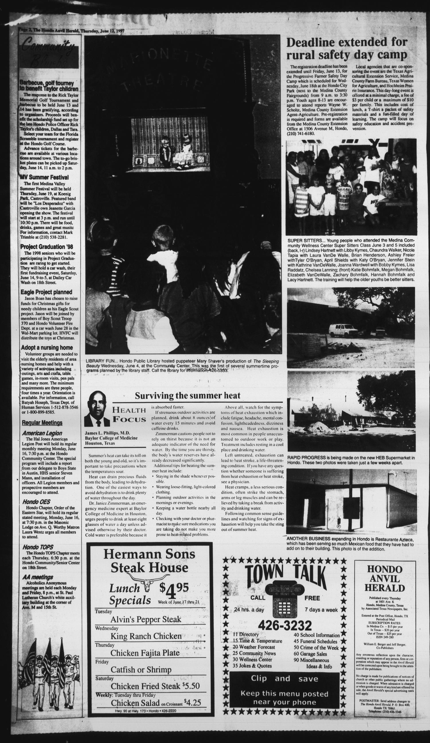 Hondo Anvil Herald (Hondo, Tex.), Vol. 111, No. 24, Ed. 1 Thursday, June 12, 1997
                                                
                                                    [Sequence #]: 2 of 34
                                                