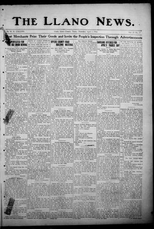 Primary view of object titled 'The Llano News. (Llano, Tex.), Vol. 29, No. 37, Ed. 1 Thursday, April 3, 1913'.