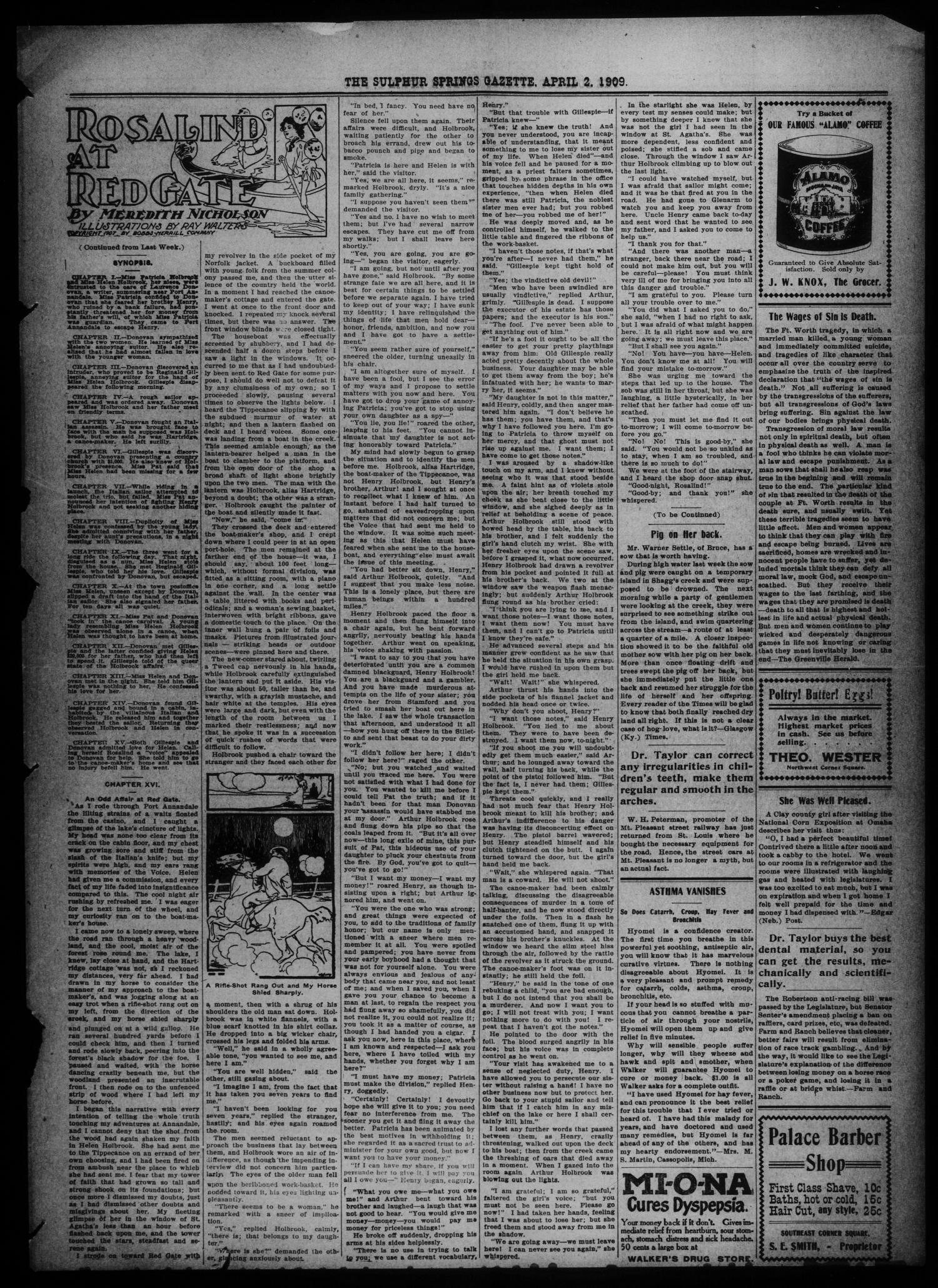 The Sulphur Springs Gazette. (Sulphur Springs, Tex.), Vol. 47, No. 14, Ed. 1 Friday, April 2, 1909
                                                
                                                    [Sequence #]: 3 of 8
                                                