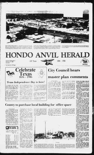 Primary view of object titled 'Hondo Anvil Herald (Hondo, Tex.), Vol. 100, No. 9, Ed. 1 Thursday, February 27, 1986'.