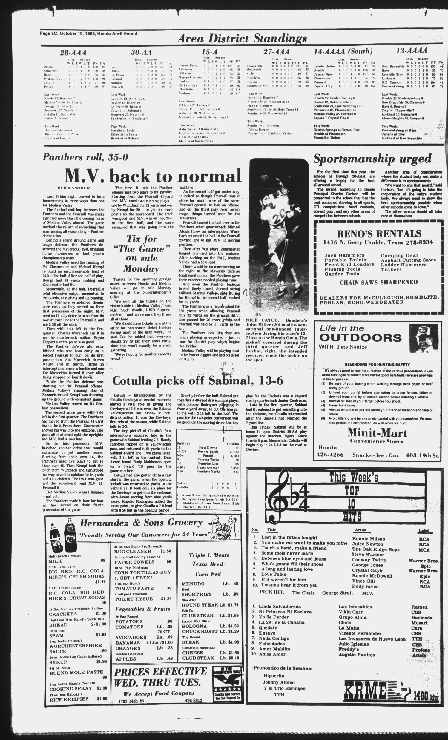 Hondo Anvil Herald (Hondo, Tex.), Vol. 99, No. 40, Ed. 1 Thursday, October 10, 1985
                                                
                                                    [Sequence #]: 18 of 30
                                                