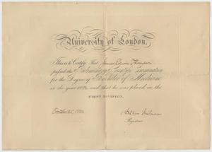 Primary view of object titled '[University of London Certificate]'.