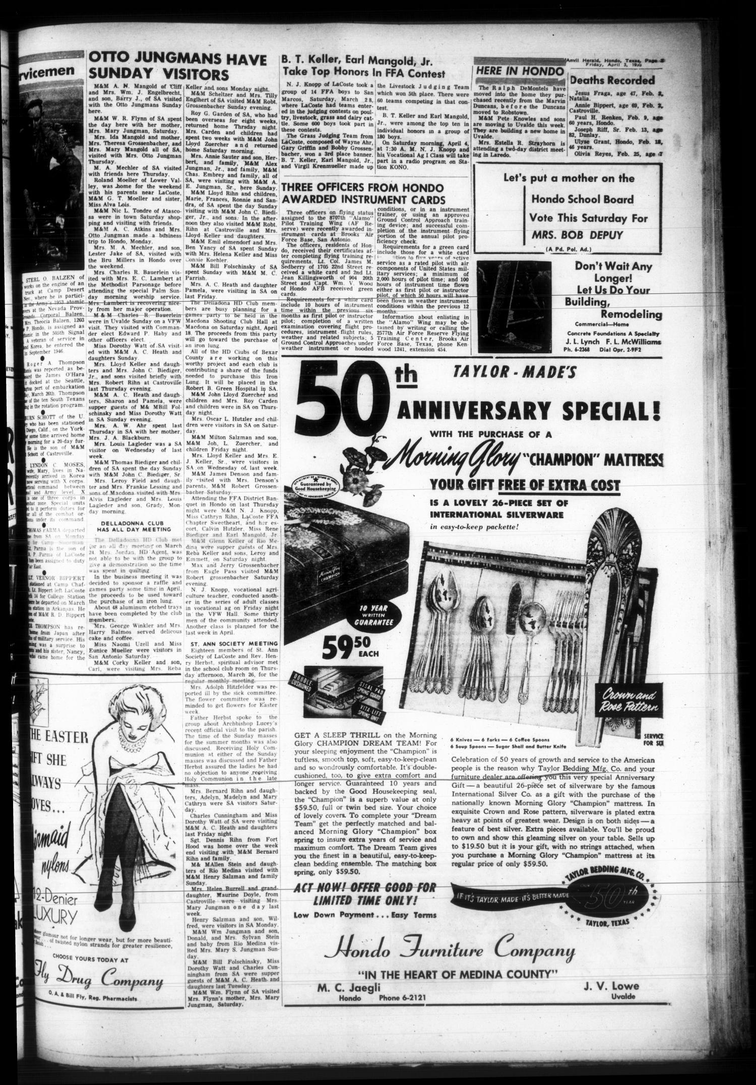 Anvil Herald (Hondo, Tex.), Vol. 67, No. 41, Ed. 1 Friday, April 3, 1953
                                                
                                                    [Sequence #]: 3 of 16
                                                
