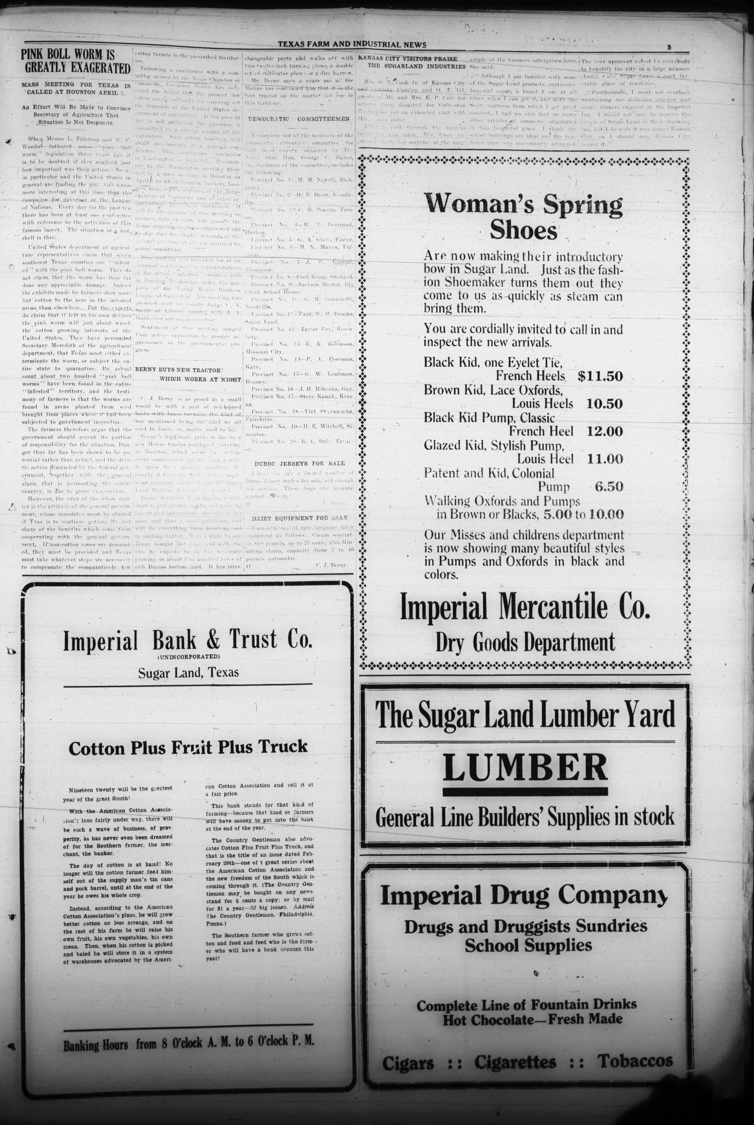 Texas Farm and Industrial News (Sugar Land, Tex.), Vol. 8, No. 22, Ed. 1 Friday, March 19, 1920
                                                
                                                    [Sequence #]: 11 of 14
                                                