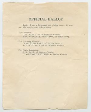 Primary view of object titled '[1926 State Election Ballot]'.