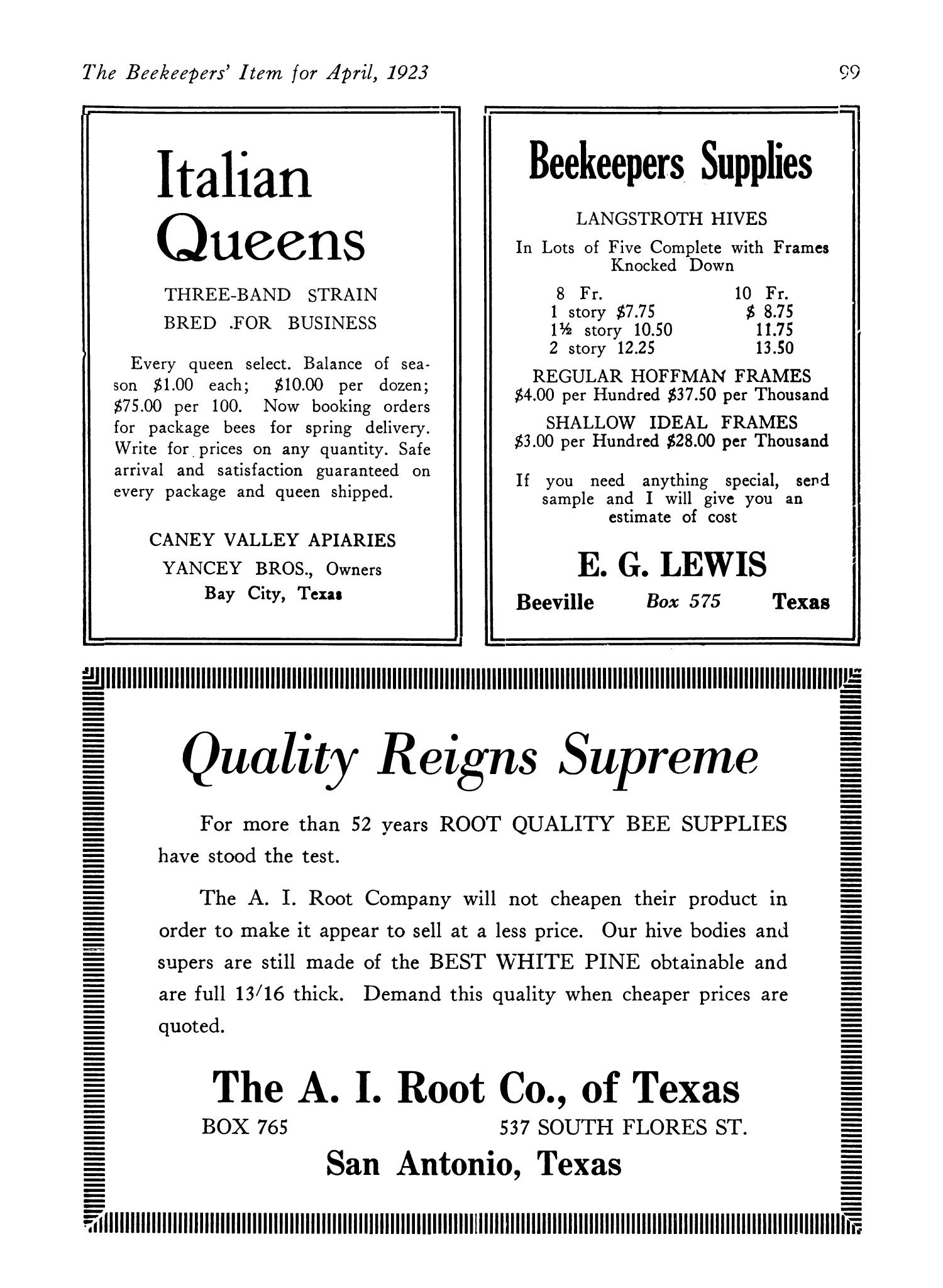 The Beekeeper's Item, Volume 7, Number 4, April 1923
                                                
                                                    99
                                                