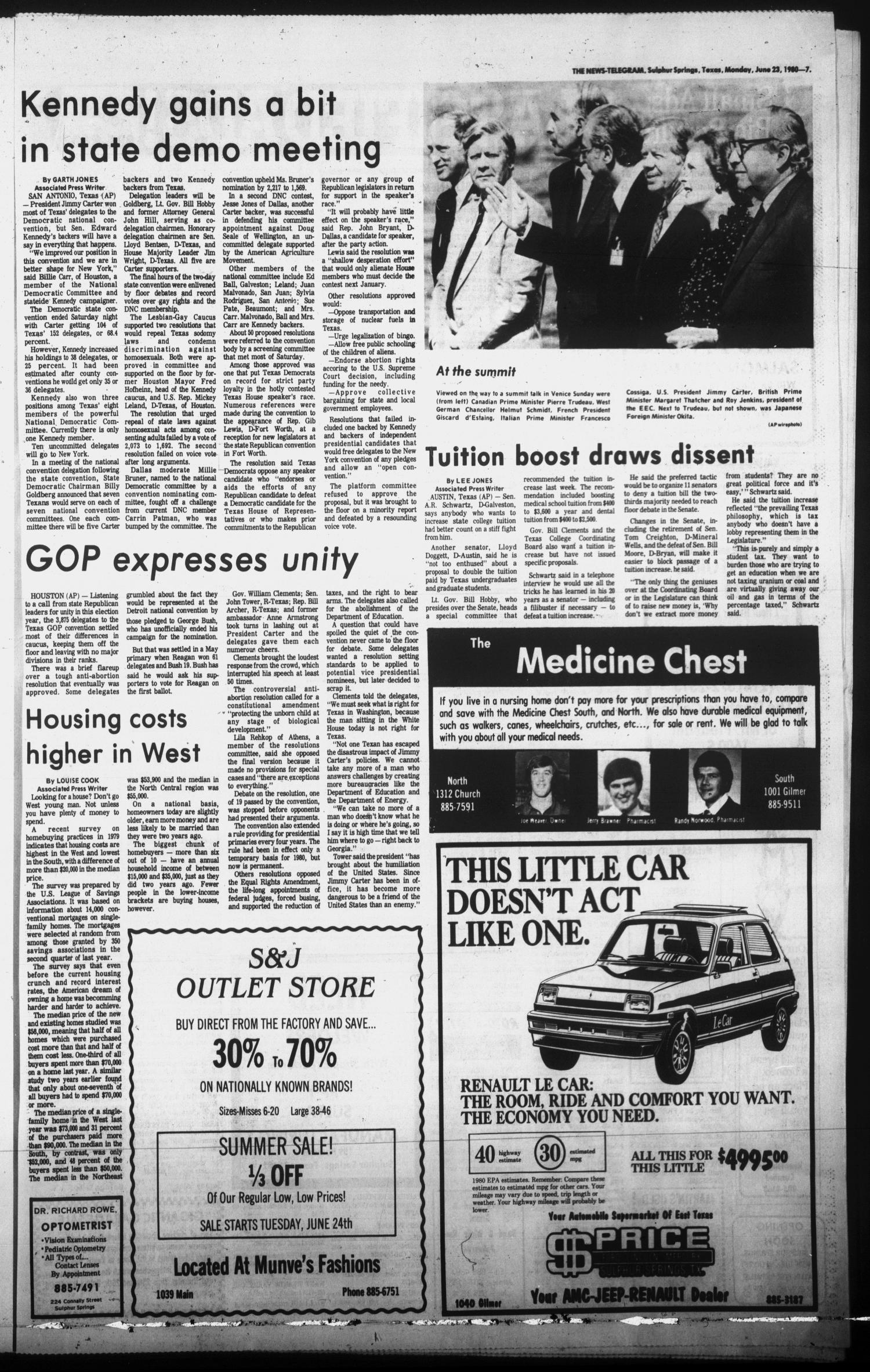 Sulphur Springs News-Telegram (Sulphur Springs, Tex.), Vol. 102, No. 149, Ed. 1 Monday, June 23, 1980
                                                
                                                    [Sequence #]: 7 of 10
                                                