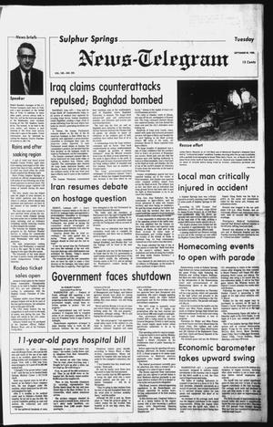Primary view of object titled 'Sulphur Springs News-Telegram (Sulphur Springs, Tex.), Vol. 102, No. 232, Ed. 1 Tuesday, September 30, 1980'.
