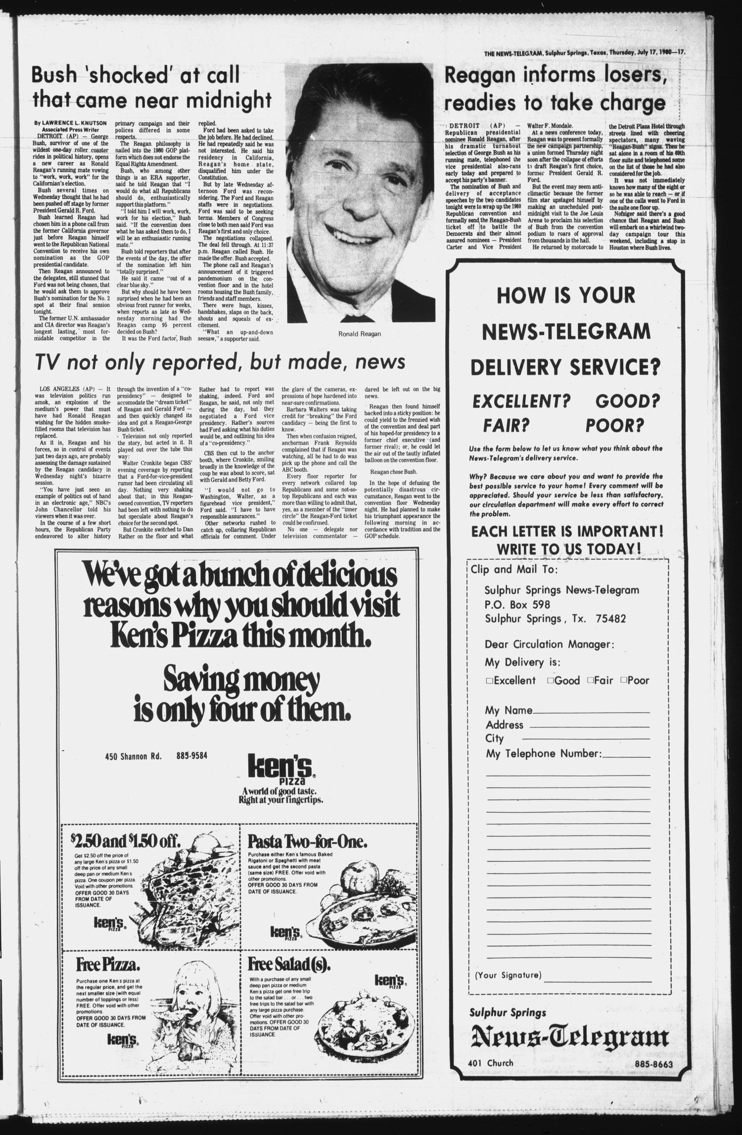 Sulphur Springs News-Telegram (Sulphur Springs, Tex.), Vol. 102, No. 169, Ed. 1 Thursday, July 17, 1980
                                                
                                                    [Sequence #]: 17 of 18
                                                