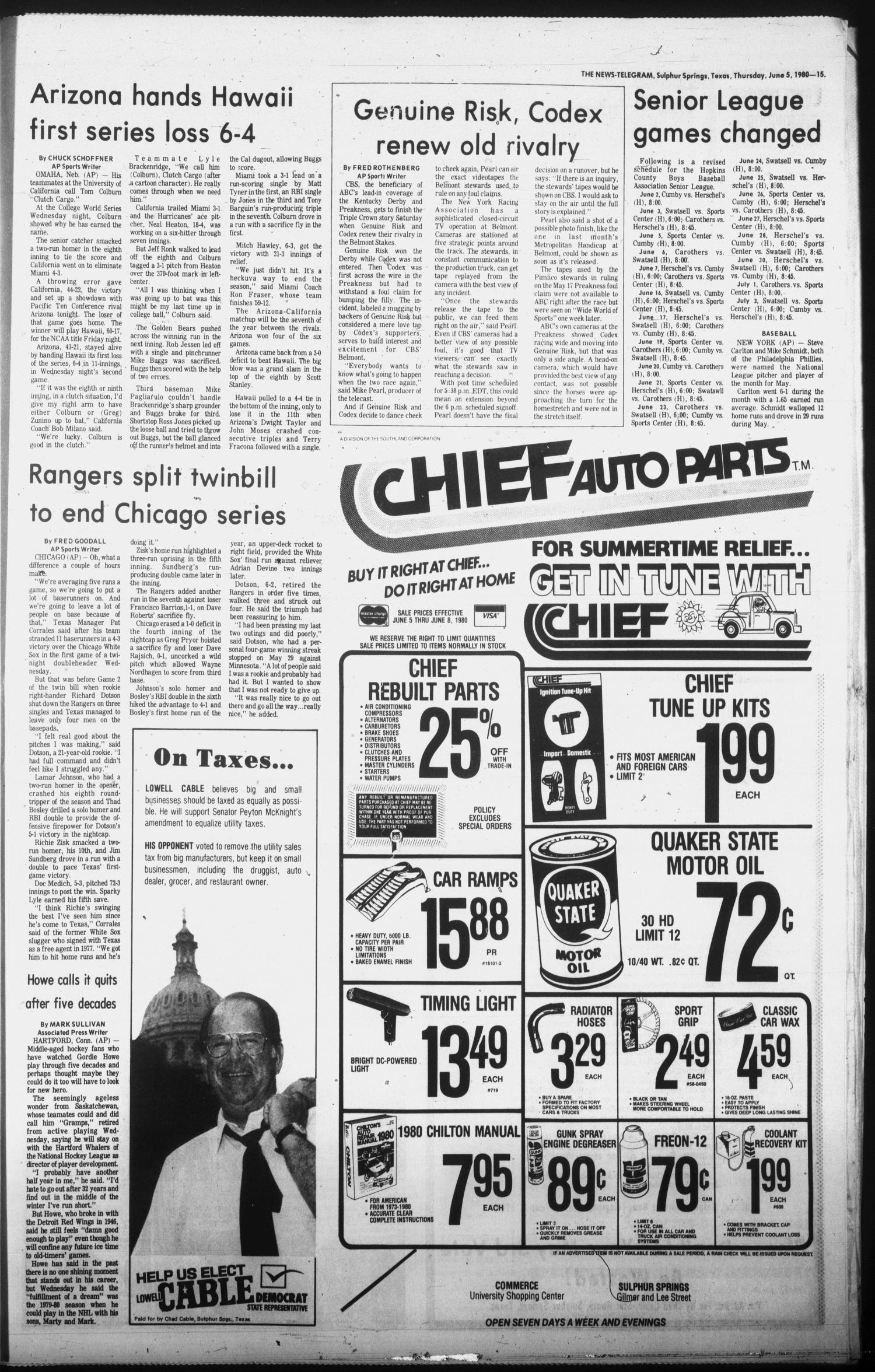 Sulphur Springs News-Telegram (Sulphur Springs, Tex.), Vol. 102, No. 134, Ed. 1 Thursday, June 5, 1980
                                                
                                                    [Sequence #]: 15 of 20
                                                