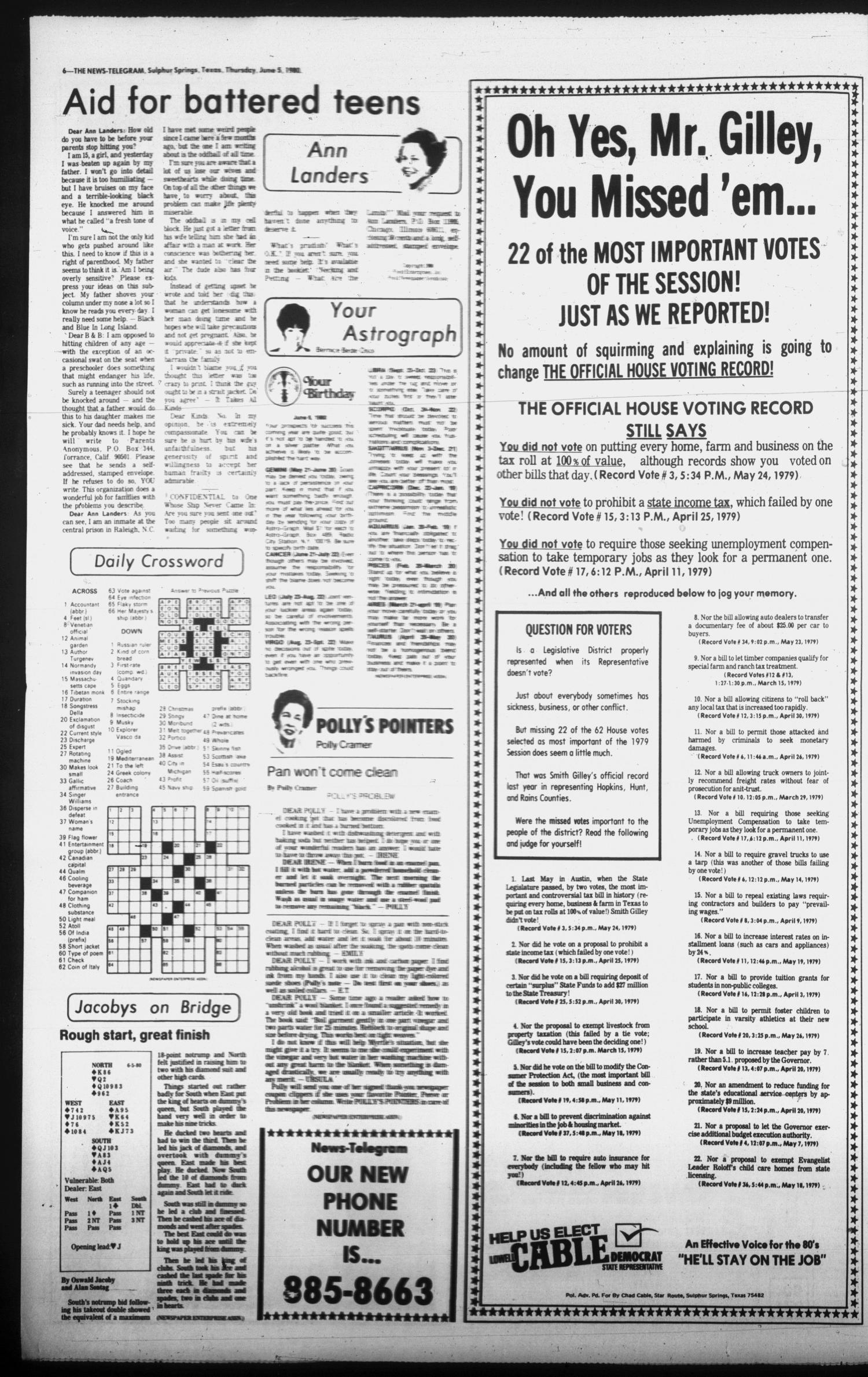Sulphur Springs News-Telegram (Sulphur Springs, Tex.), Vol. 102, No. 134, Ed. 1 Thursday, June 5, 1980
                                                
                                                    [Sequence #]: 6 of 20
                                                