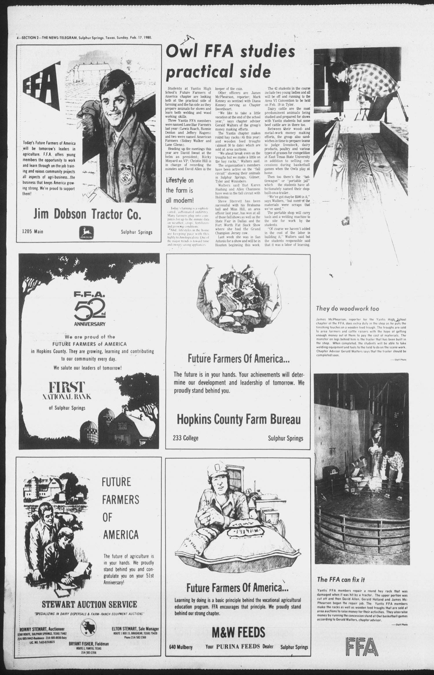 Sulphur Springs News-Telegram (Sulphur Springs, Tex.), Vol. 102, No. 40, Ed. 1 Sunday, February 17, 1980
                                                
                                                    [Sequence #]: 28 of 40
                                                