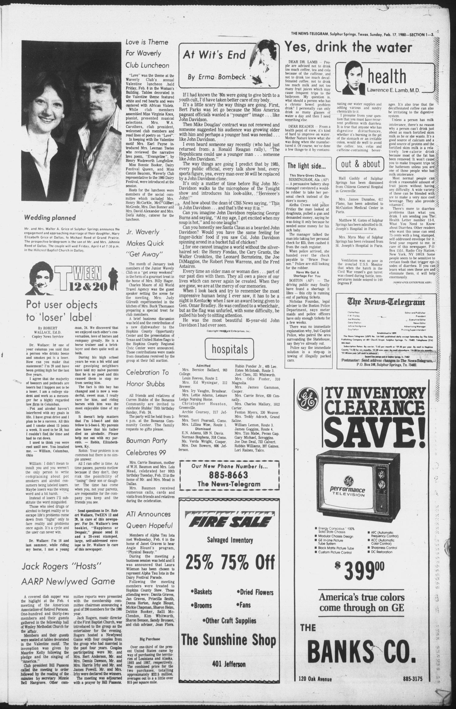 Sulphur Springs News-Telegram (Sulphur Springs, Tex.), Vol. 102, No. 40, Ed. 1 Sunday, February 17, 1980
                                                
                                                    [Sequence #]: 3 of 40
                                                