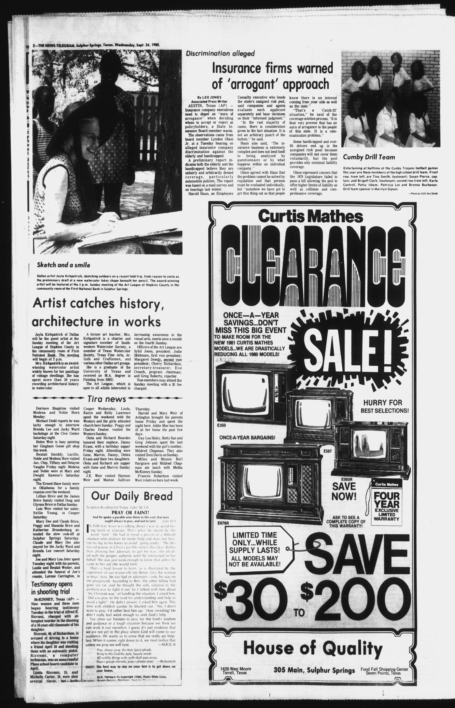 Sulphur Springs News-Telegram (Sulphur Springs, Tex.), Vol. 102, No. 227, Ed. 1 Wednesday, September 24, 1980
                                                
                                                    [Sequence #]: 2 of 14
                                                