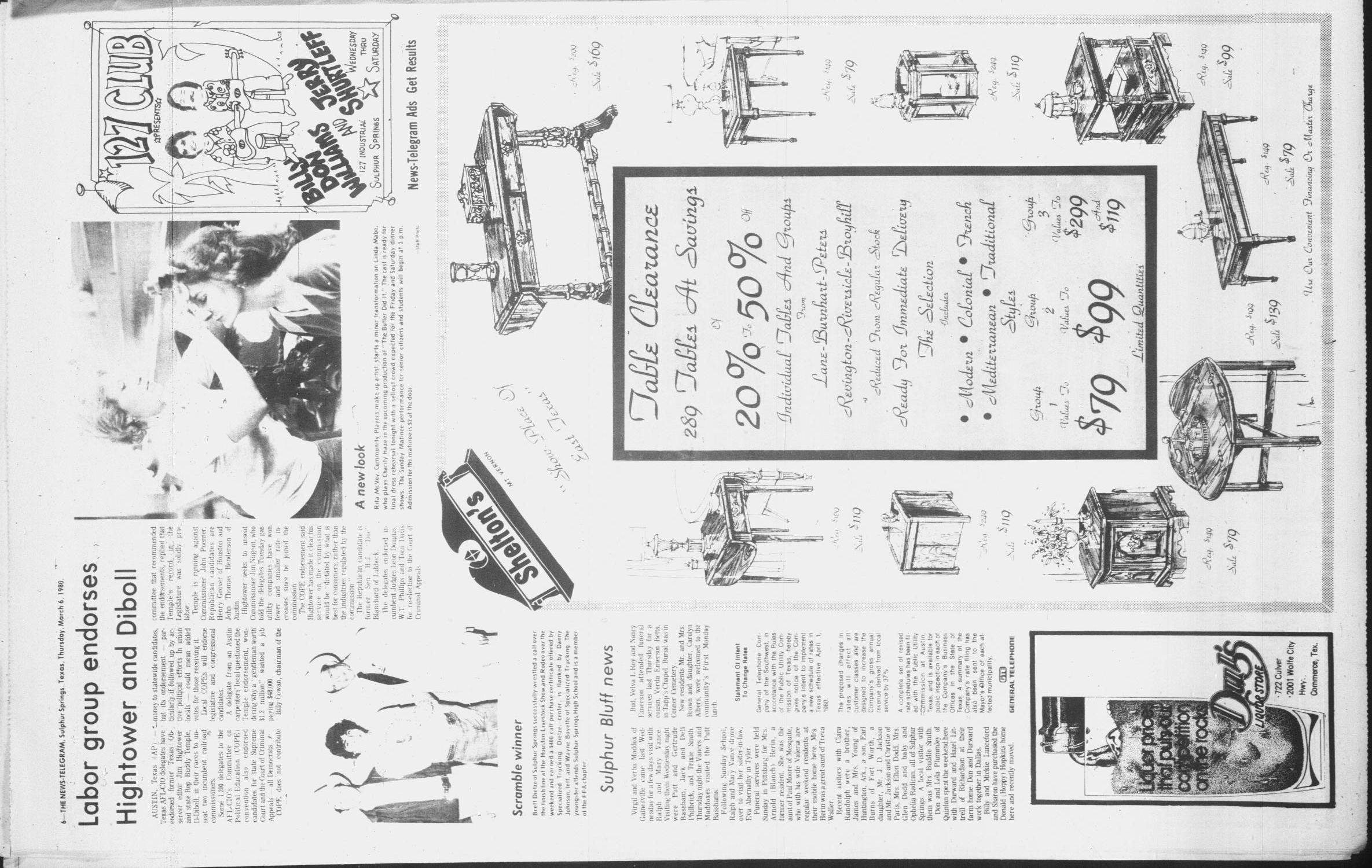 Sulphur Springs News-Telegram (Sulphur Springs, Tex.), Vol. 102, No. 56, Ed. 1 Thursday, March 6, 1980
                                                
                                                    [Sequence #]: 6 of 16
                                                