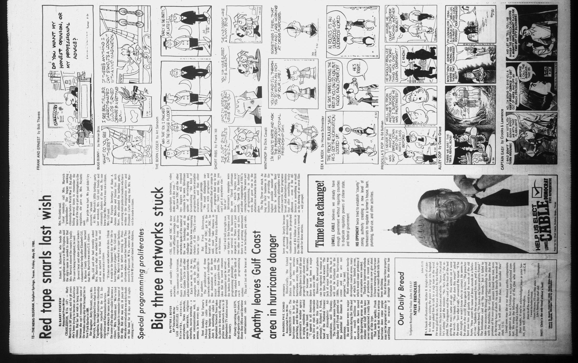 Sulphur Springs News-Telegram (Sulphur Springs, Tex.), Vol. 102, No. 129, Ed. 1 Friday, May 30, 1980
                                                
                                                    [Sequence #]: 12 of 14
                                                