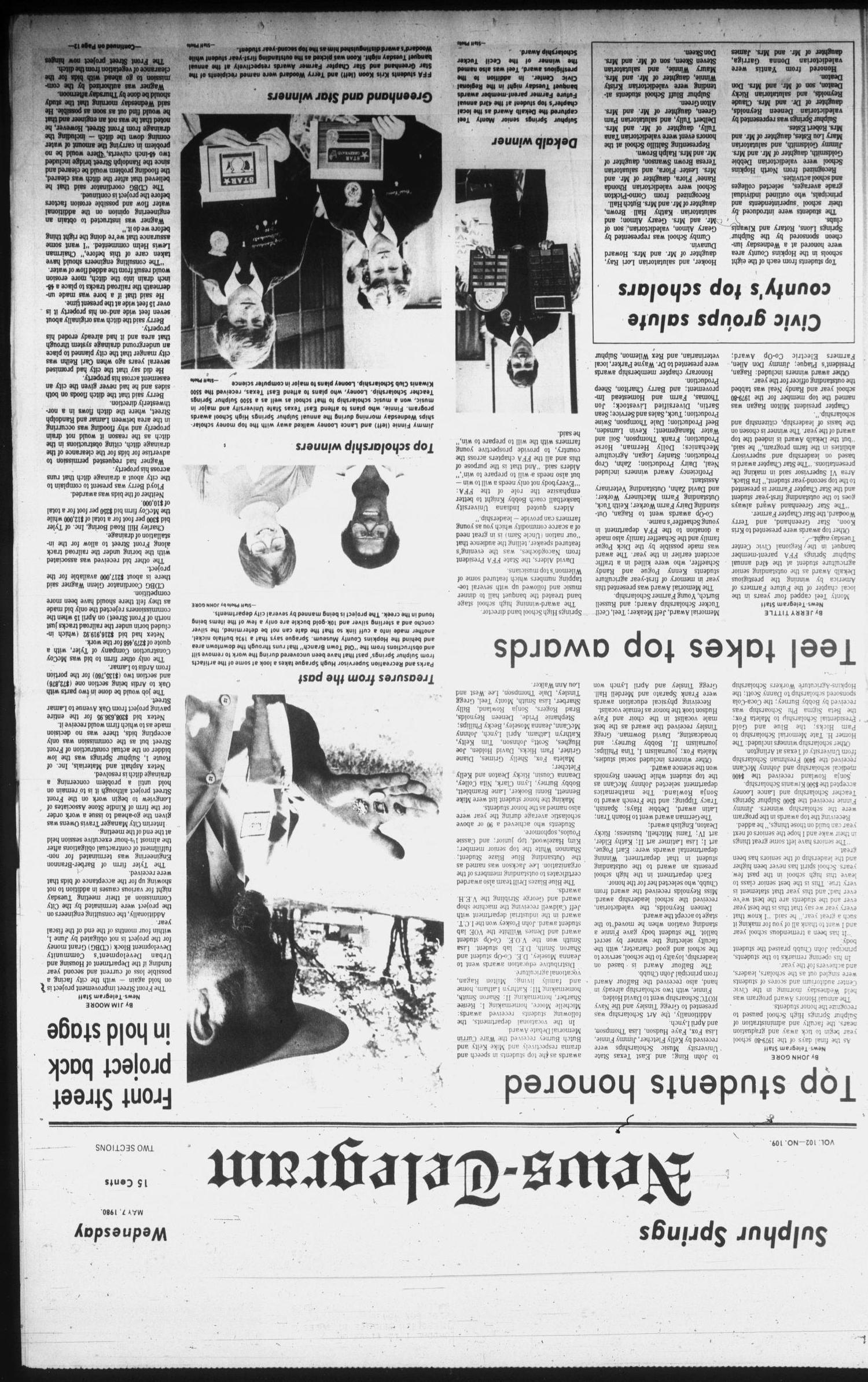 Sulphur Springs News-Telegram (Sulphur Springs, Tex.), Vol. 102, No. 109, Ed. 1 Wednesday, May 7, 1980
                                                
                                                    [Sequence #]: 1 of 28
                                                