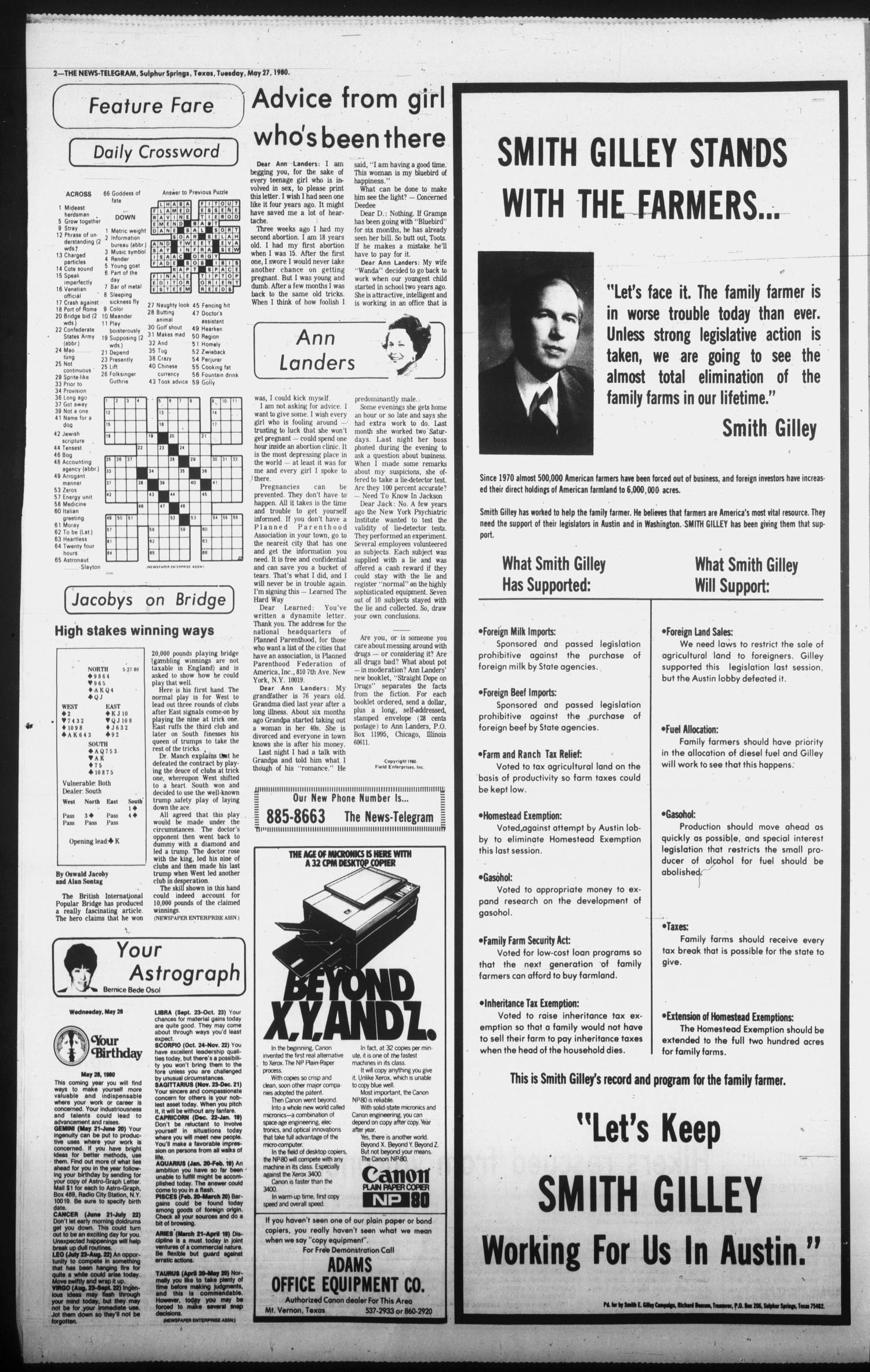 Sulphur Springs News-Telegram (Sulphur Springs, Tex.), Vol. 102, No. 126, Ed. 1 Tuesday, May 27, 1980
                                                
                                                    [Sequence #]: 2 of 10
                                                