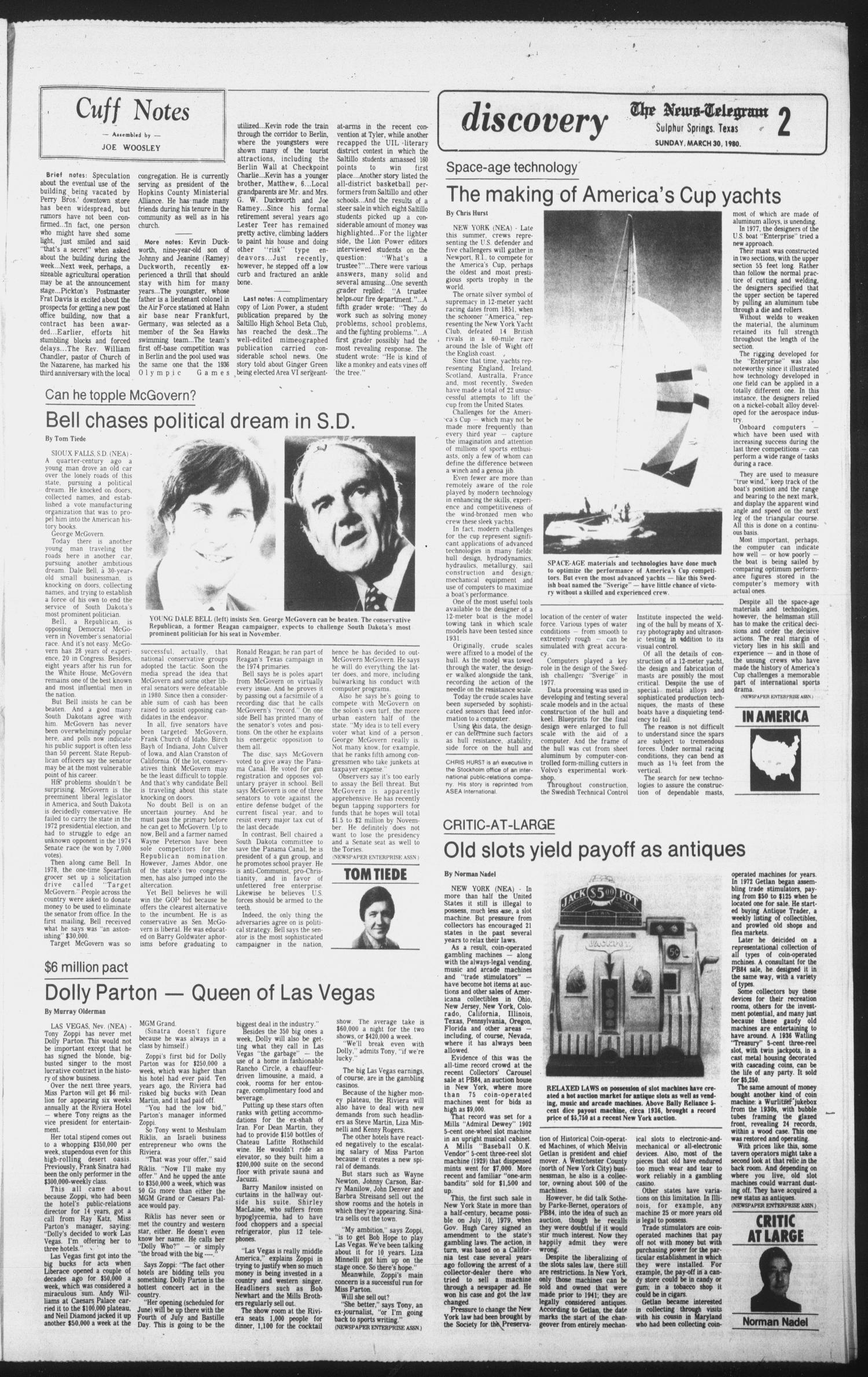 Sulphur Springs News-Telegram (Sulphur Springs, Tex.), Vol. 102, No. 76, Ed. 1 Sunday, March 30, 1980
                                                
                                                    [Sequence #]: 13 of 30
                                                