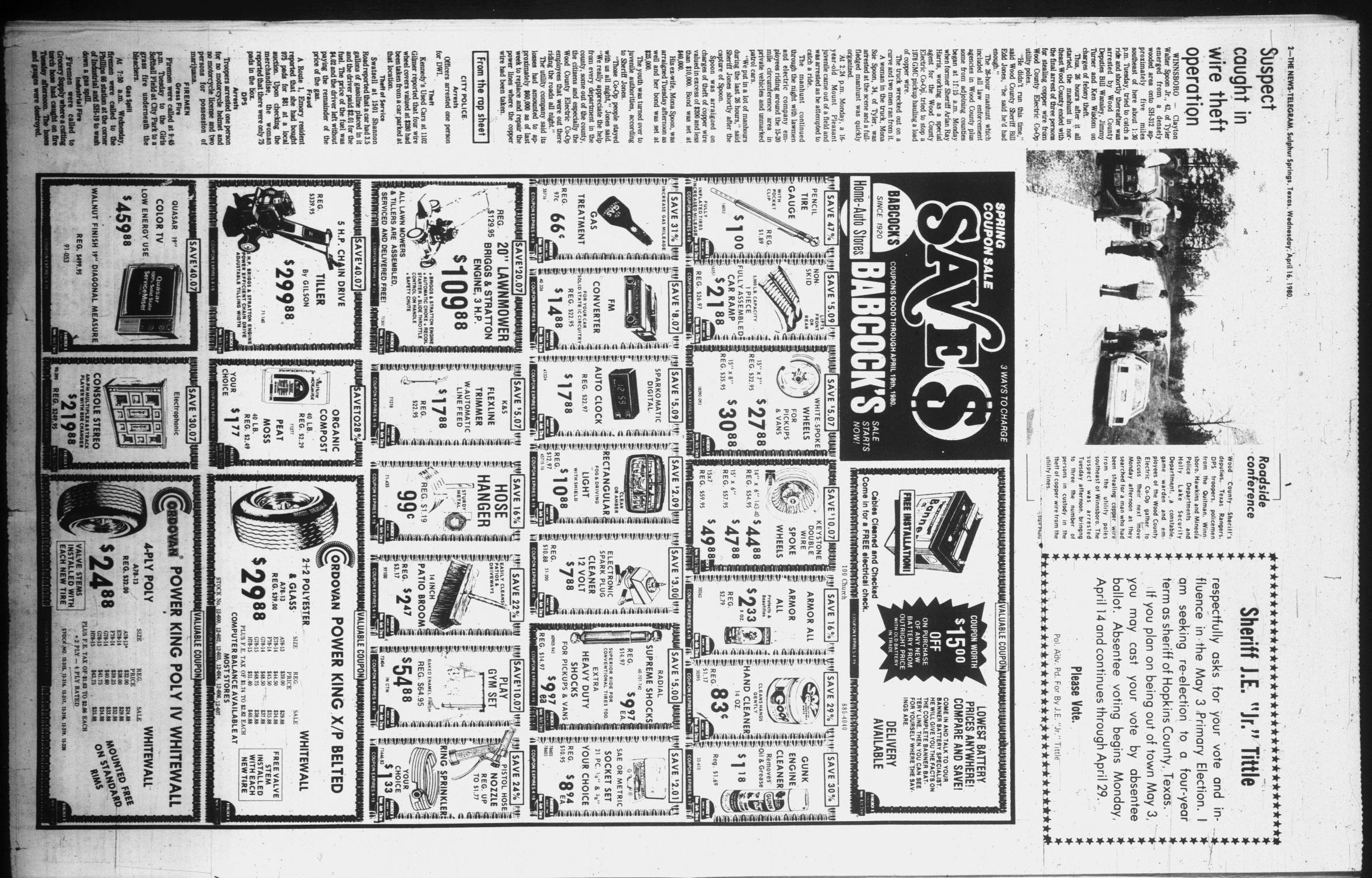 Sulphur Springs News-Telegram (Sulphur Springs, Tex.), Vol. 102, No. 91, Ed. 1 Wednesday, April 16, 1980
                                                
                                                    [Sequence #]: 2 of 16
                                                