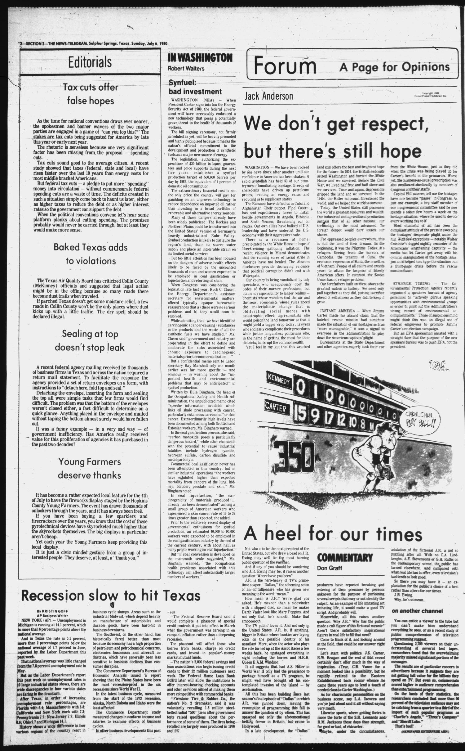 Sulphur Springs News-Telegram (Sulphur Springs, Tex.), Vol. 102, No. 159, Ed. 1 Sunday, July 6, 1980
                                                
                                                    [Sequence #]: 18 of 32
                                                