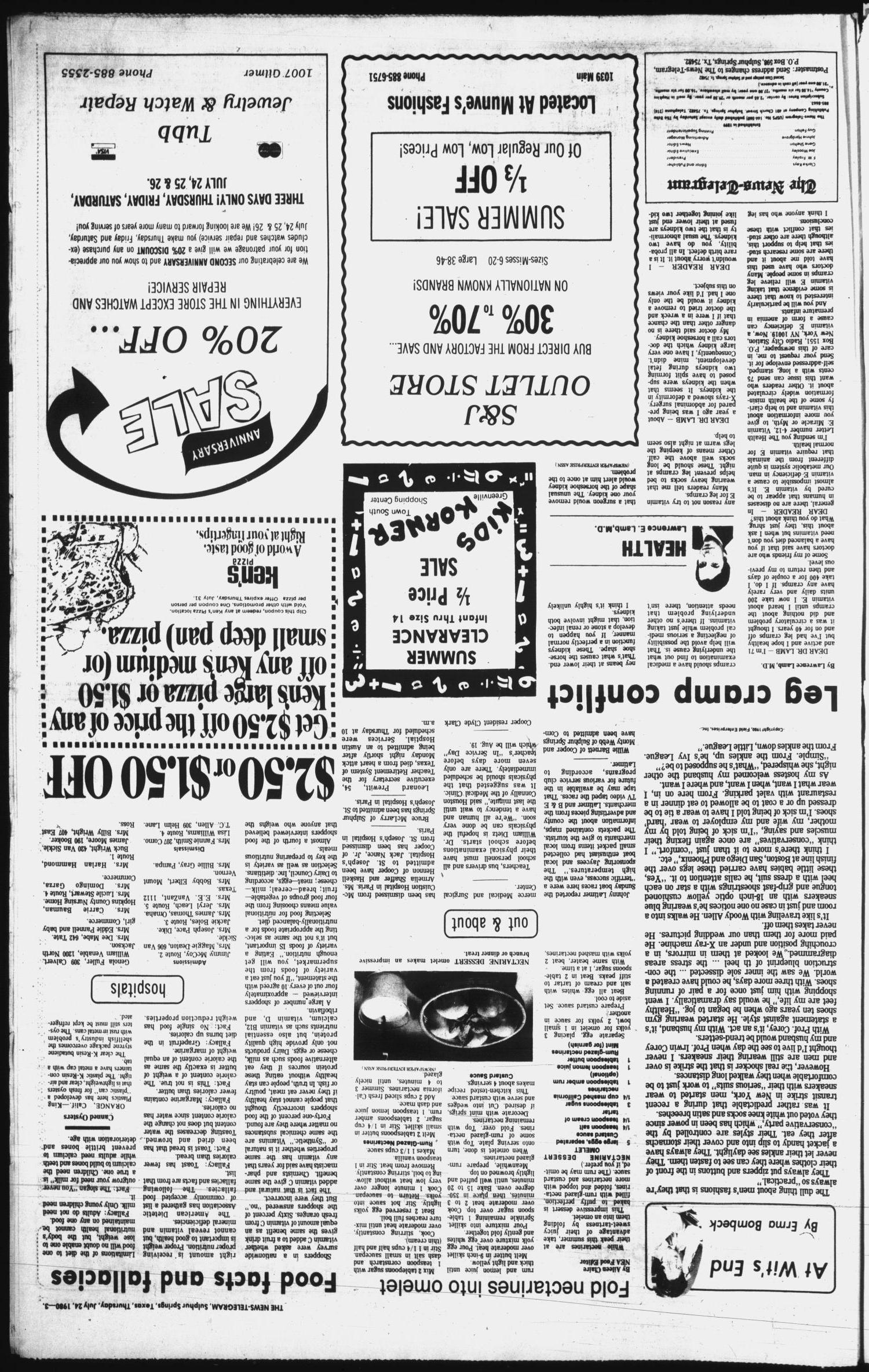 Sulphur Springs News-Telegram (Sulphur Springs, Tex.), Vol. 102, No. 175, Ed. 1 Thursday, July 24, 1980
                                                
                                                    [Sequence #]: 3 of 16
                                                