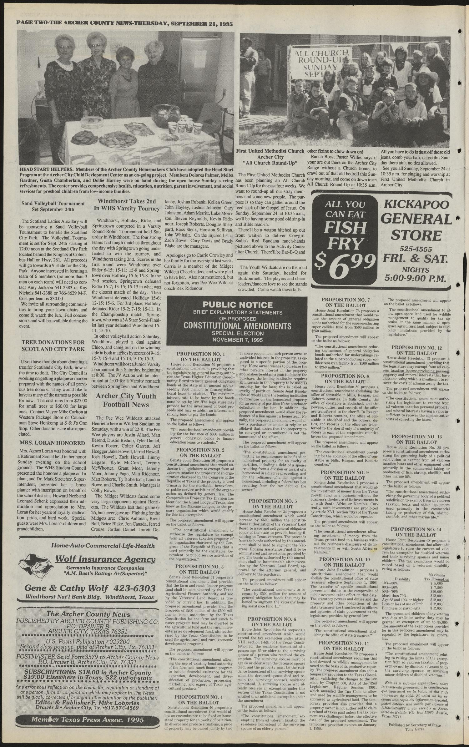 Archer County News (Archer City, Tex.), No. 38, Ed. 1 Thursday, September 21, 1995
                                                
                                                    [Sequence #]: 2 of 10
                                                