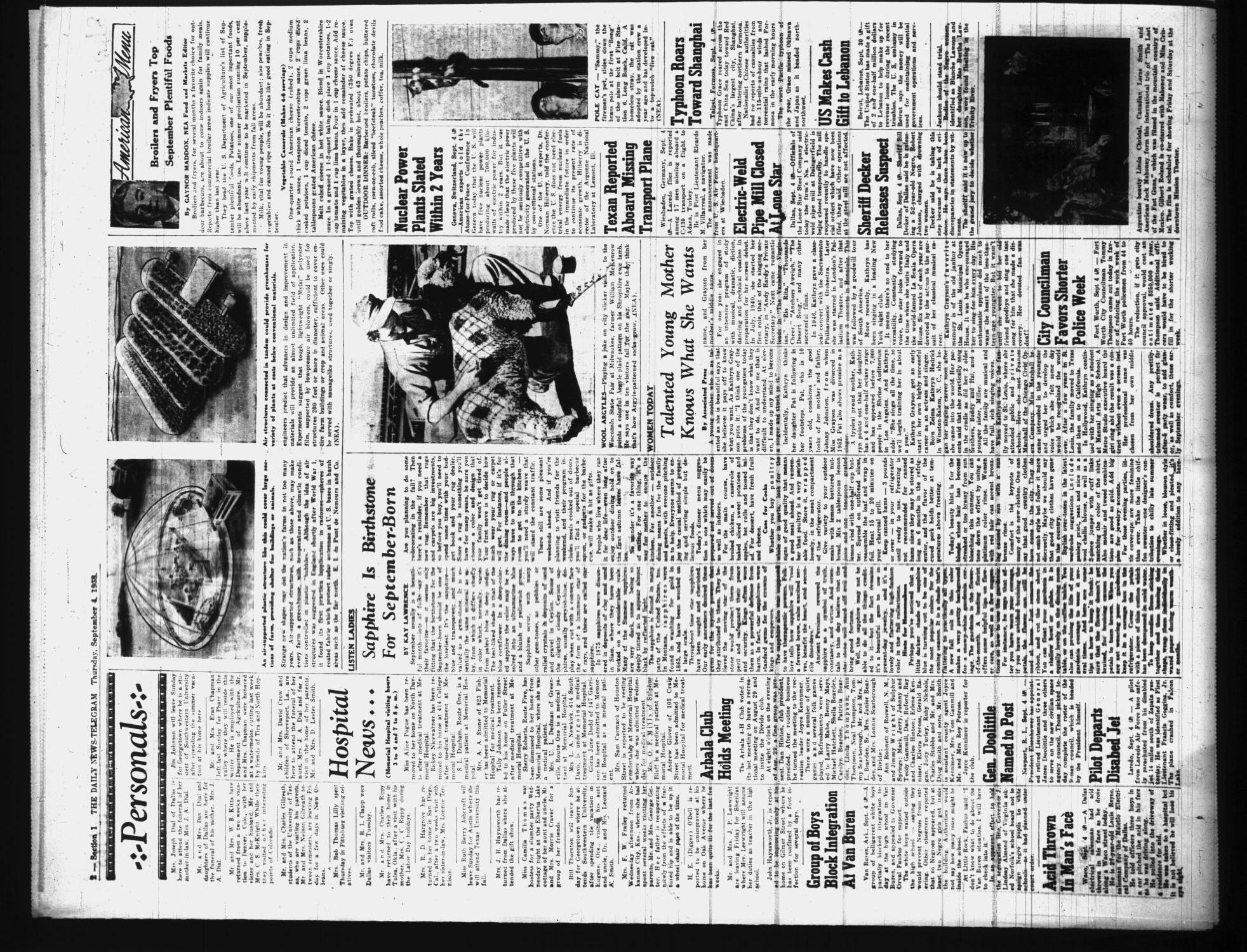 The Daily News-Telegram (Sulphur Springs, Tex.), Vol. 80, No. 218, Ed. 1 Thursday, September 4, 1958
                                                
                                                    [Sequence #]: 2 of 16
                                                