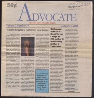 Primary view of object titled 'Archer County Advocate (Holliday, Tex.), Vol. 7, No. 39, Ed. 1 Thursday, January 1, 2009'.