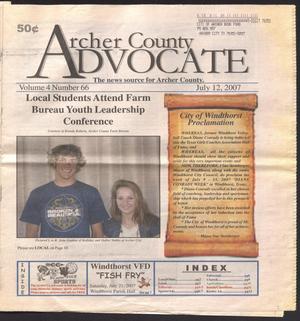 Primary view of Archer County Advocate (Holliday, Tex.), Vol. 4, No. 66, Ed. 1 Thursday, July 12, 2007