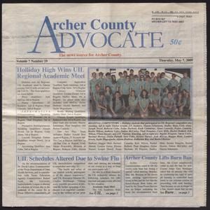 Primary view of object titled 'Archer County Advocate (Holliday, Tex.), Vol. 7, No. 19, Ed. 1 Thursday, May 7, 2009'.