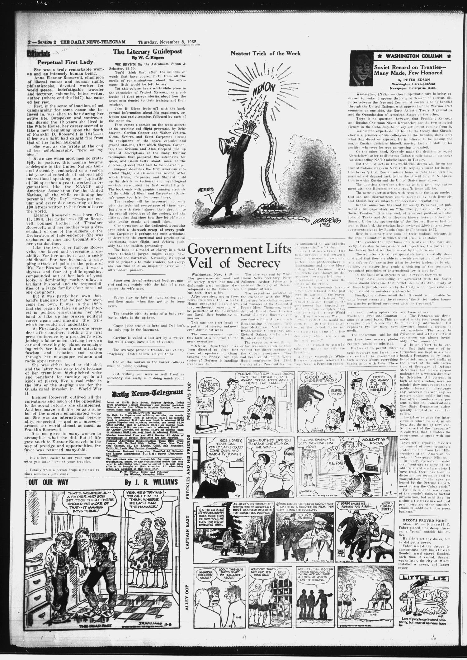 The Daily News-Telegram (Sulphur Springs, Tex.), Vol. 84, No. 265, Ed. 1 Thursday, November 8, 1962
                                                
                                                    [Sequence #]: 8 of 12
                                                