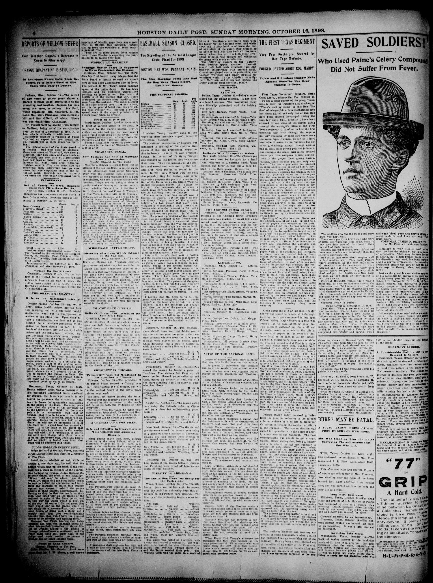 The Houston Daily Post (Houston, Tex.), Vol. XIVth Year, No. 197, Ed. 1, Sunday, October 16, 1898
                                                
                                                    [Sequence #]: 4 of 24
                                                