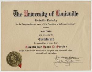 Primary view of object titled '[Certificat from the University of Louisville]'.