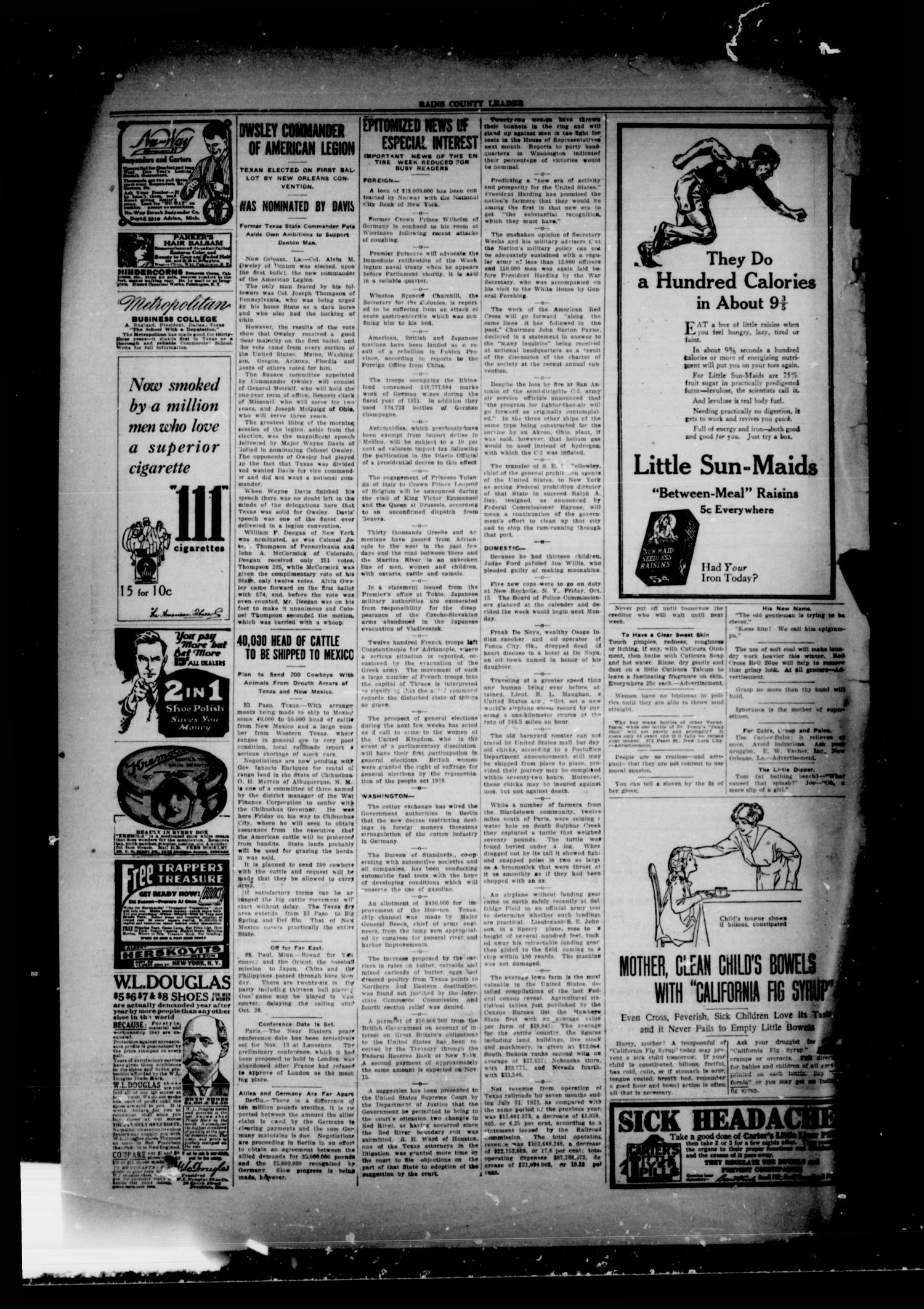 Rains County Leader (Emory, Tex.), Vol. 33, No. 43, Ed. 1 Friday, October 27, 1922
                                                
                                                    [Sequence #]: 6 of 10
                                                