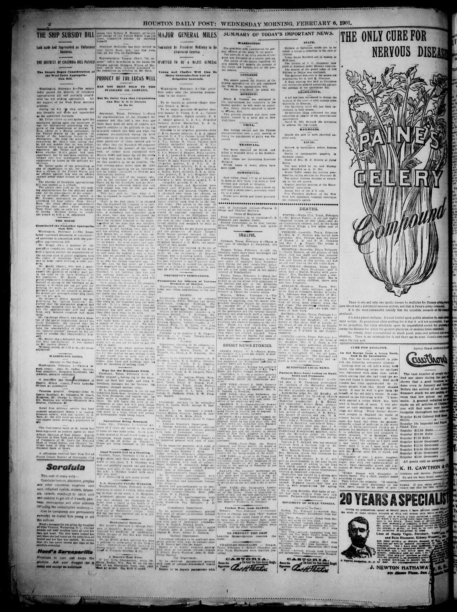 The Houston Daily Post (Houston, Tex.), Vol. XVIth YEAR, No. 308, Ed. 1, Wednesday, February 6, 1901
                                                
                                                    [Sequence #]: 2 of 10
                                                