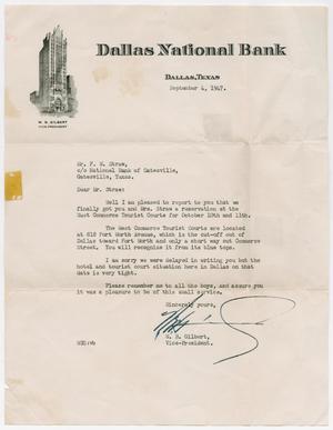 Primary view of object titled '[Letter from Mr. W. B. Gilbert to Mr. F. W. Straw, September 4, 1947]'.