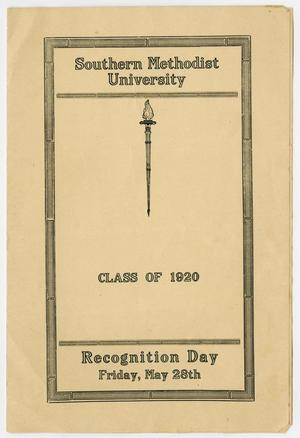 Primary view of object titled '[Program: Southern Methodist University Recognition Day, May 18, 1920]'.