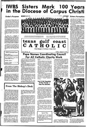 Primary view of object titled 'Texas Gulf Coast Catholic (Corpus Christi, Tex.), Vol. 7, No. 18, Ed. 1 Friday, August 13, 1971'.