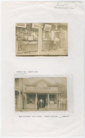 Primary view of object titled '[Photographs of Bonnie Bar Interior and Men on Saloon Steps]'.