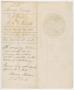 Thumbnail image of item number 2 in: '[Marriage License: Benjamin F Dane and Adeline de V. Kendall, April 24, 1873]'.