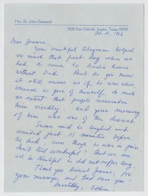 [Letter from Ellen Garwood to Jeane Kempner, February 16, 1966]