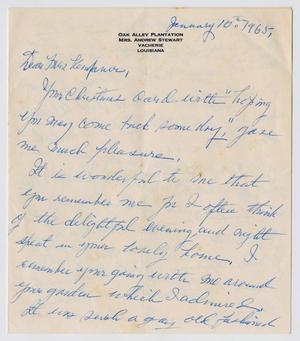 [Letter from Josephine Stewart to Jeane Kempner, January 10, 1965]