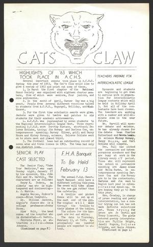 Primary view of object titled 'Cats Claw (Archer City, Tex.), Vol. 22, No. 8, Ed. 1 Friday, January 31, 1964'.