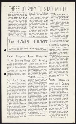 Primary view of The Cats Claw (Archer City, Tex.), Vol. 31, No. 12, Ed. 1 Friday, April 27, 1973