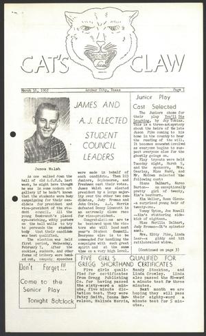 Primary view of object titled 'Cat's Claw (Archer City, Tex.), Vol. 20, No. 10, Ed. 1 Friday, March 16, 1962'.